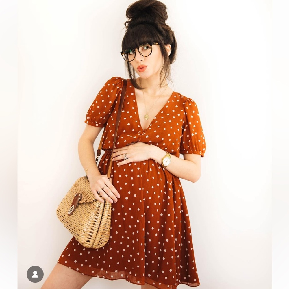Madewell rust polka dot chiffon dress
